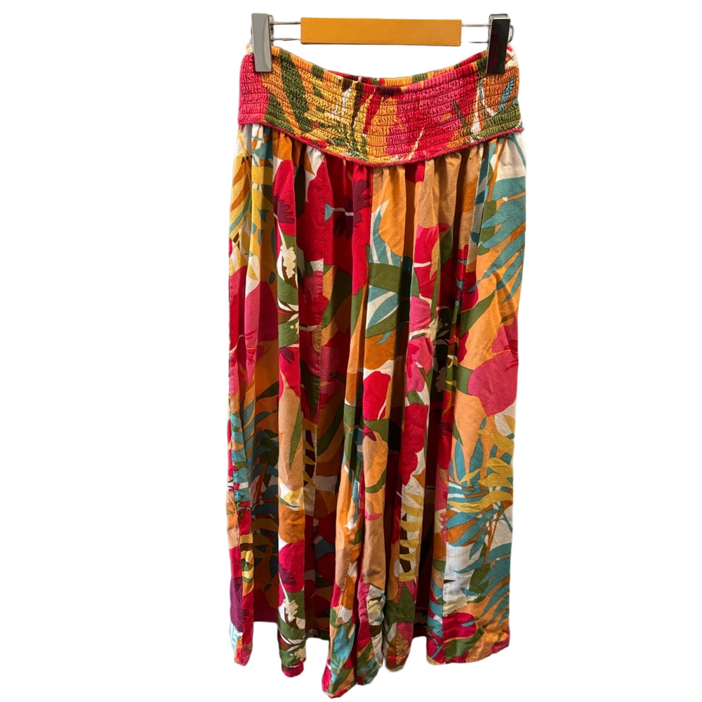 True Destinations Resortwear Flare Pants Beach Coverup Size M Floral Tropical